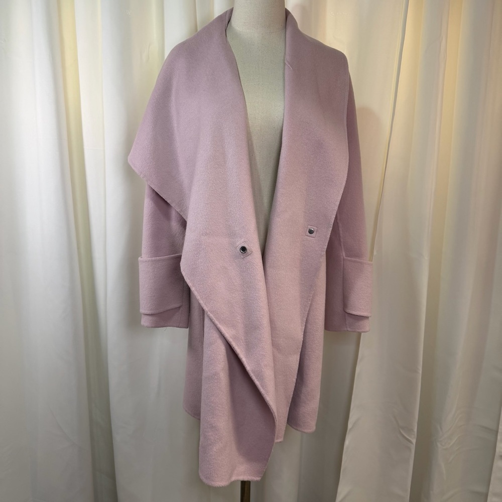 Vince ‘Drape Front Wool Coat’ in “Orchid” Lilac Purple / Light Pink Size Medium - Picture 4 of 16